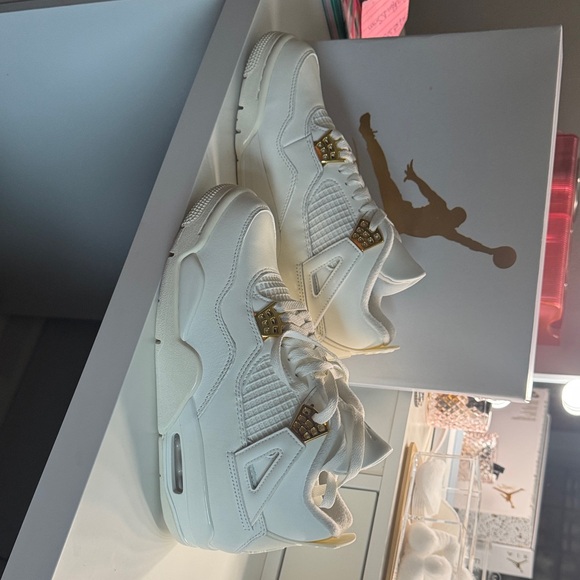 Jordan White and Gold Athletic Shoes - Picture 2 of 4